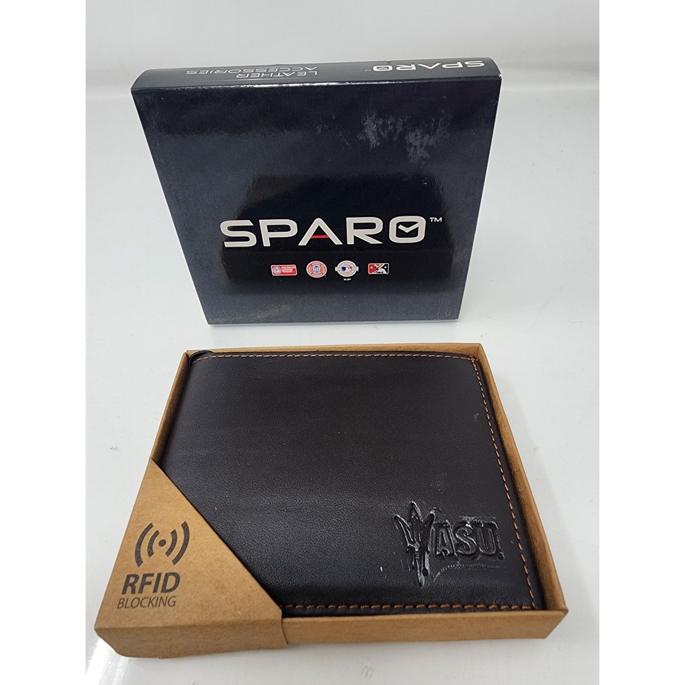 Sparo Mens Arizona State Sun Devils Bifold Wallet Brown Leather Casual Size OS